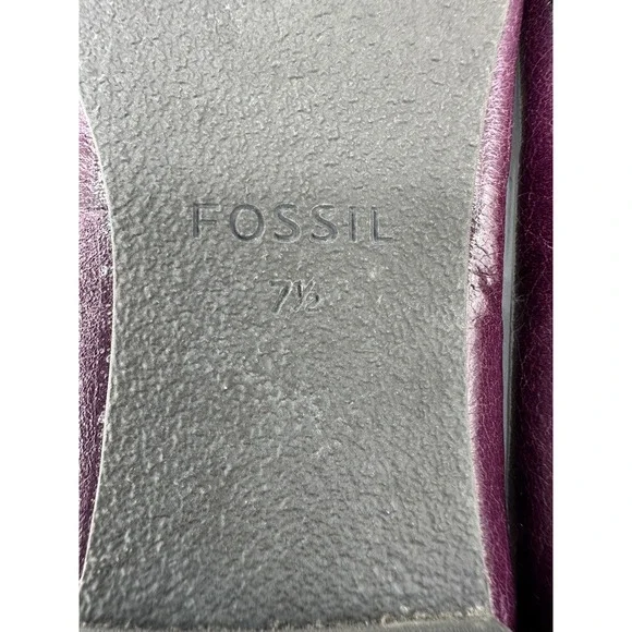 FOSSIL Women Plum Leather Ballet Flats Buckle Detail Casual Shoes Size 7.5 - Picture 13 of 16